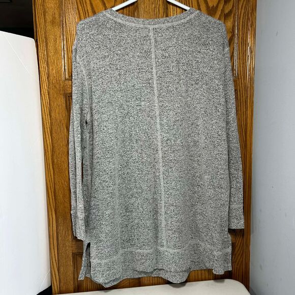 Woman Within Women’s Gray Knit Tunic Top Long Sleeve Exposed Seam Stretch - Picture 3 of 4